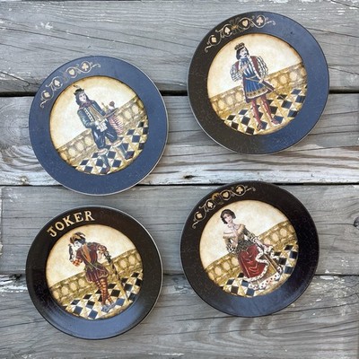 Cypress Home Decorative Plate Set Poker Cards Joker King Queen Jack Royal Gothic