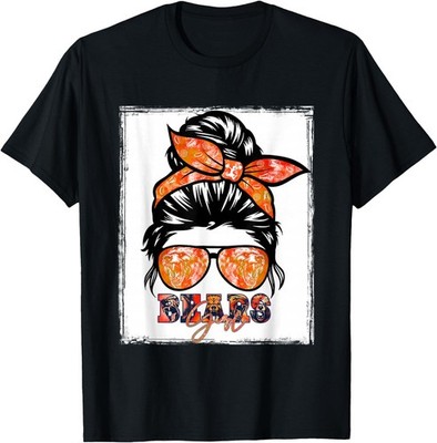 Retro Bear Girl Messy Bun Sports Team Matching Outfit T-Shirt