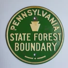 Green Vintage Pennsylvania State Forest Boundary Sign, Tin Metal, PA, Unused