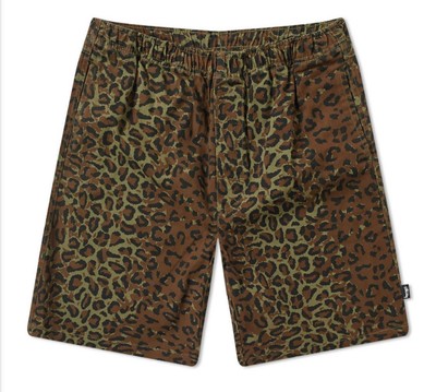 VGC! Stussy Jungle Camo Beach Short 9” Inseam Olive Green Sz