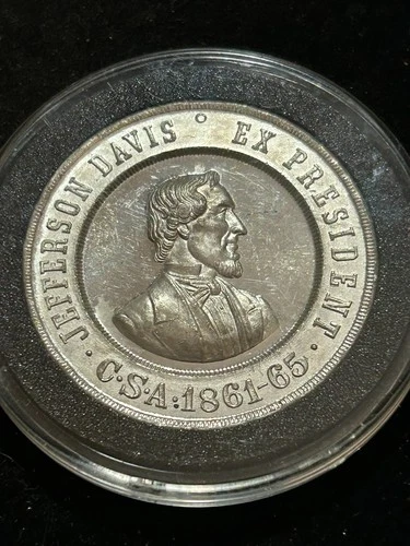 1887 Reunion Confederate Veterans Medal CSA Jefferson Davis Macon Georgia