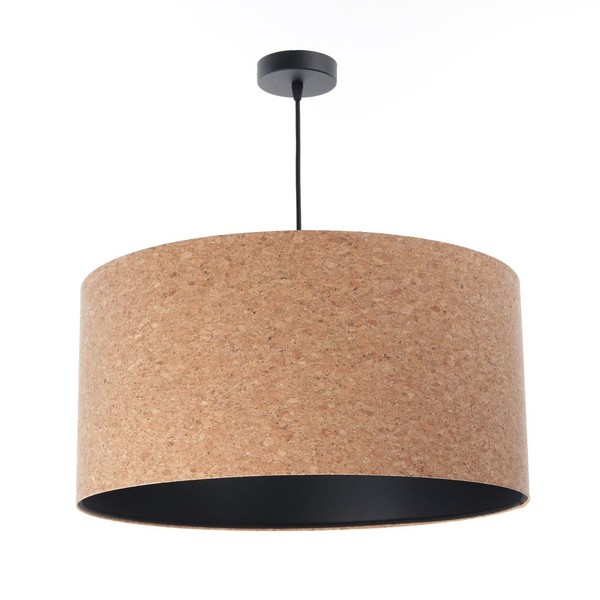 Pendelleuchte HäNgelampe Zylinder Kork Ø 40 Cm Rund Schwarz Natur E27 Esstisch-image