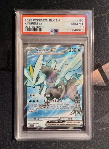 2025 POKEMON BLK EN-BLACK BOLT ULTRA RARE #157 KYUREM EX PSA 10 GEM MINT