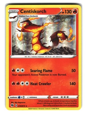 Centiskorch 010/073 Holo Rare Champion's Path Pokemon Card 