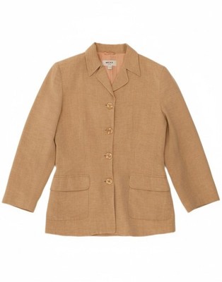 MEXX Womens 4 Button Blazer Jacket UK 12 Medium Beige Linen BP17