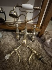 Vintage Brass Bath Shower Mixer Taps Shower  head and sink taps set 