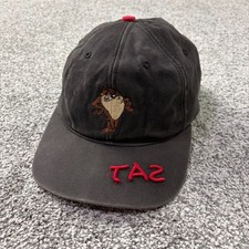 Vintage Tasmanian Devil Hat Cap Large Fitted Black Warner Bros Distressed 1991