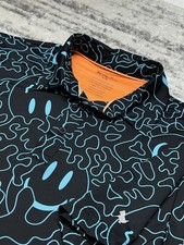Bad Birdie Bound Polo Shirt Mens Large Black Smiley Face Performance Golf