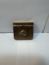 Vintage Equestrian Pocket Hat Brush  Brass Case with Horse Head Design
