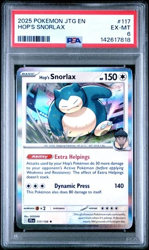 2025 POKEMON JTG EN-JOURNEY TOGETHER #117 HOP'S SNORLAX PSA 6