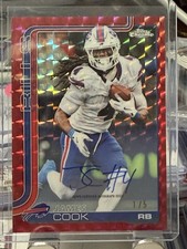 2025 Topps Chrome James Cook Red Geometric Refractor Auto # /5!! Bills SSP!!
