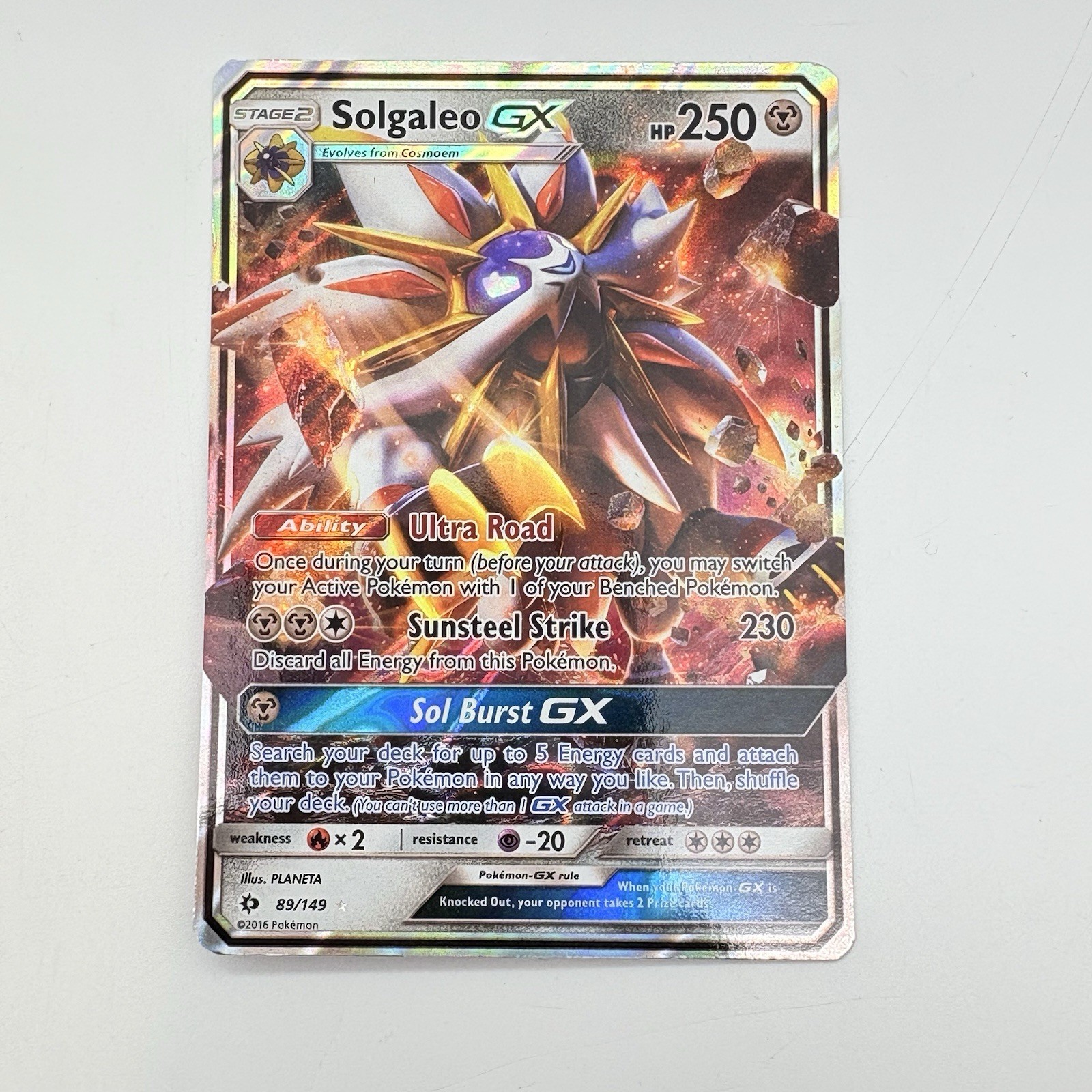 Pokémon TCG Solgaleo GX Holo Ultra Rare Card Sun & Moon 89/149 Card 2016 MP