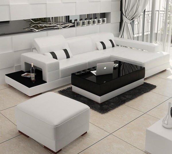 Ledersofa L Form Couch Wohnlandschaft Ecksofa Eck Garnitur Design Modern Sofa-image