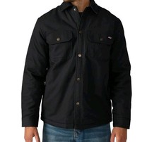 Dickies Men's XL Workwear Flannel Lined Snap Front BLACK Canvas Jacket