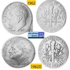 2 Vintage 1962⌛ P&D US Denver Mint Silver Roosevelt Dimes🪙As Depicted🪙
