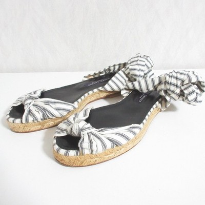 RALPH LAUREN PURPLE LABEL Espadrille Sandals, Size 7B, White/Gray Women USED