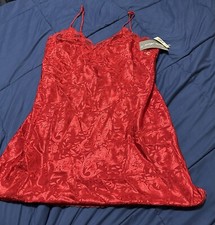 Vtg 80s Red Lace Lingerie Teddy Shorts Lucie Ann II New Old Stock W Tags USA