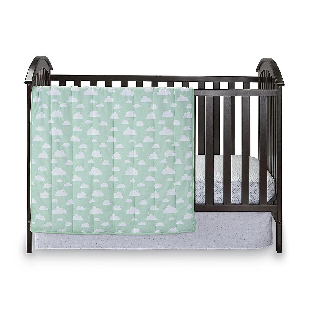 K Baby 3-Pc Nursery Baby Crib Bedding Set Clouds Green/White
