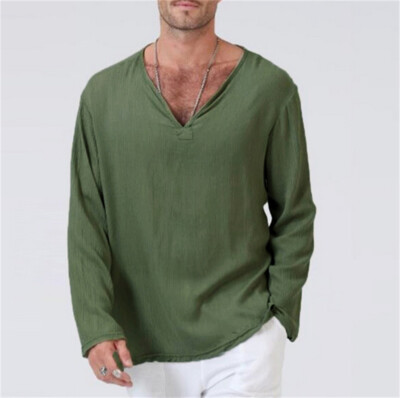 Hot selling men's short sleeved linen T-shirt classic casual summer shirt