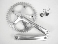 Lasco Retro Kurbel cF-12 Kettenradgarnitur 46T. Singlespeed silber Rennrad NEU