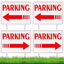 4 Pcs Event Parking Sign with Stake with Directional Arrows 12 x 16 Inch Doub...