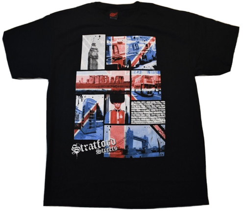 Mad Engine Mens Stratford Streets England Graphic Black Shirt New L | eBay