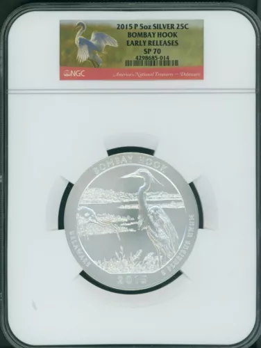 2015-P BOMBAY HOOK ATB AMERICA BEAUTIFUL 5 Oz SILVER NGC SP70 EARLY RELEASES ER