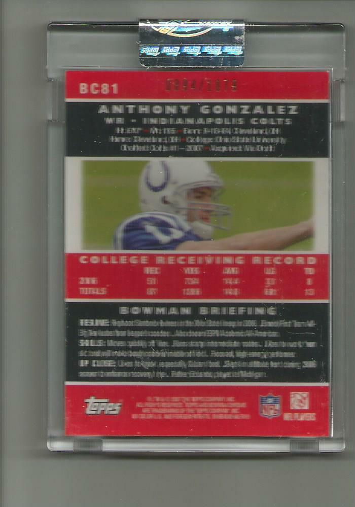 ごんざれす 2007 BOWMAN CHROME UNCIRCULATED ROOKIES #BC81 ANTHONY GONZALEZ 894