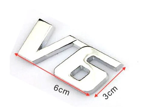 2x V6 emblem chrome lettering sticker logo metal V6 emblem universal car- - Bild 3 von 6