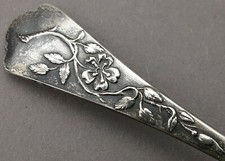 Salzl&ouml;ffel Silber floral Blumen Jugendstil Gew&uuml;rzl&ouml;ffel L&ouml;ffelchen 1 von 2 (AP)