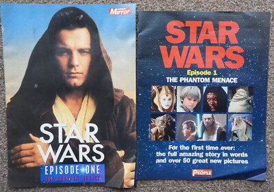 ZWEI Star Wars Ep I Die dunkle Bedrohung Sonntag Spiegel/Menschen 1999 Ergänzungen selten