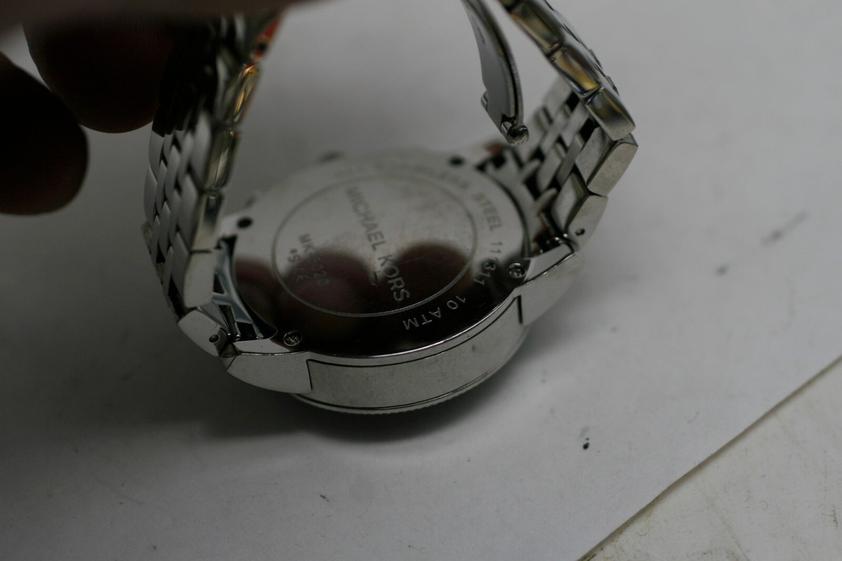 Michael Kors Watch Women Silver Tone Chronograph MOP Date 