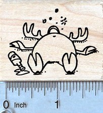 Drunken Reindeer Rubber Stamp, Blitzen, Christmas Humor Series G35208 WM