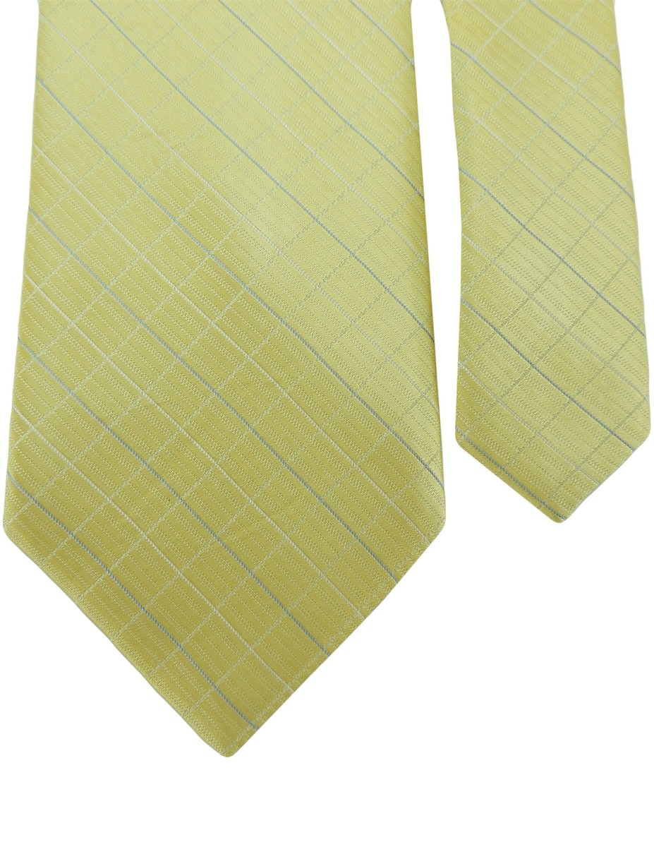 Calvin Klein Men's 100% Silk Striped Neck Tie Yellow Multi 1/2