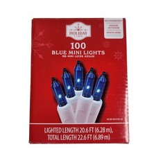 Holiday Time 100 Blue Mini Lights White Wire Christmas Home Decor