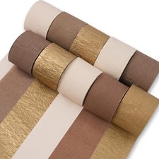 10 Rolls Crepe Paper Streamers 820ft Gold White Sand Brown for Party Decor
