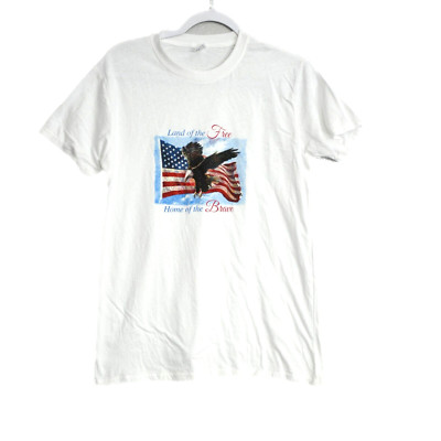 Land of the Free Home of the Brave Mens White Graphic T-Shirt