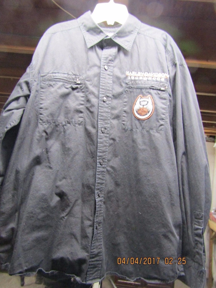Harley Davidson 105 Anniv. Men's Black Cotton Embroidered Shirt