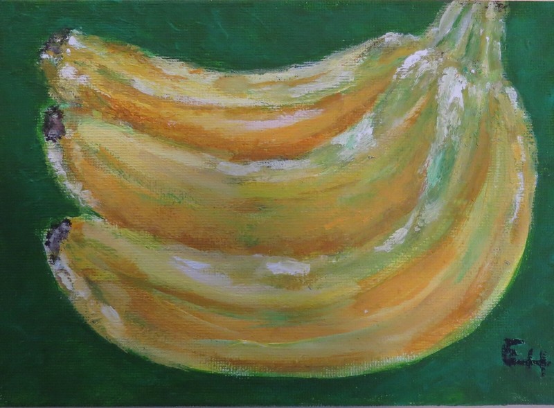 BANANAS Yellow Fruit Still Life Original Impressionism Painting ERICAJAYE
