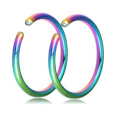 2PCS C-shaped Nose Hoop Stainless Steel Nose Ring Lip Ear Helix Tragus Rings 20G