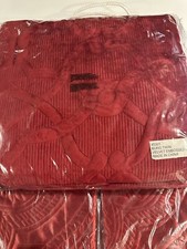 3 Piece Burgundy Twin Size Velvet Embossed Quilt Set 2 Luxurious Shams. New