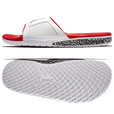 MENS NIKE JORDAN HYDRO III 3 RETRO WHITE RED CEMENT SLIDES 