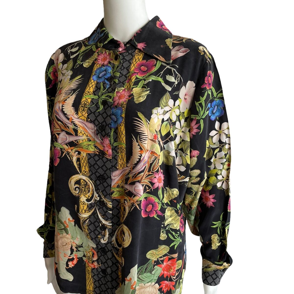 Valentino Tissus Womens Multicolor Floral Long Sleeves Silk Valentino Tissus Womens Multicolor Floral Long Sleeves Silk