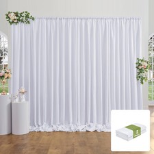 10x10FT White Backdrop Curtains for Party, 2 Panels 5x10FT Thick Polyester Ba...