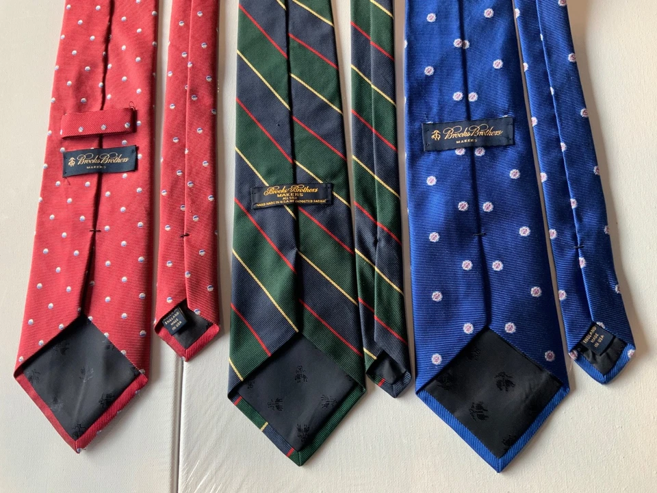 Lote de 3 gravatas Brooks Brothers masculinas Repp 100% seda 3,75”-4” largura 57-58” comprimento em excelente estado usado - Imagem 2 de 4