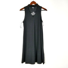 Angie Women's Dress Size M Black Stretchy Cut Out Keyhole Front Short Sleeve 1