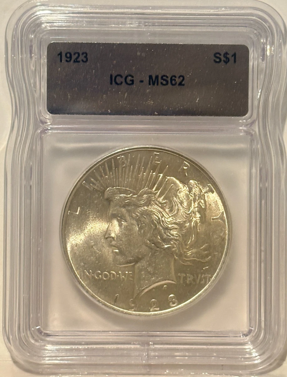 MS 62 Graded 1923 Year ICG Certified Peace Dollars (1921-1935) for