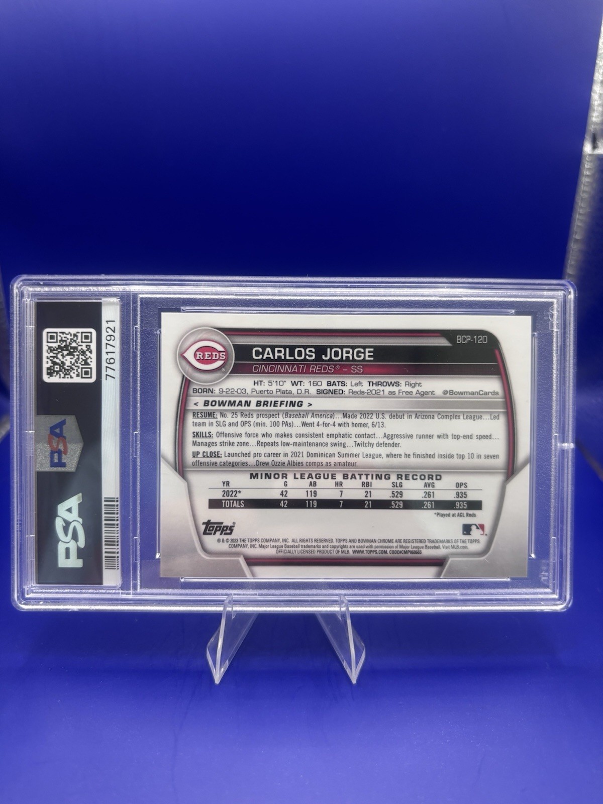 2023 Bowman 1st Carlos Jorge SUPERFRACTOR 1/1 view 2