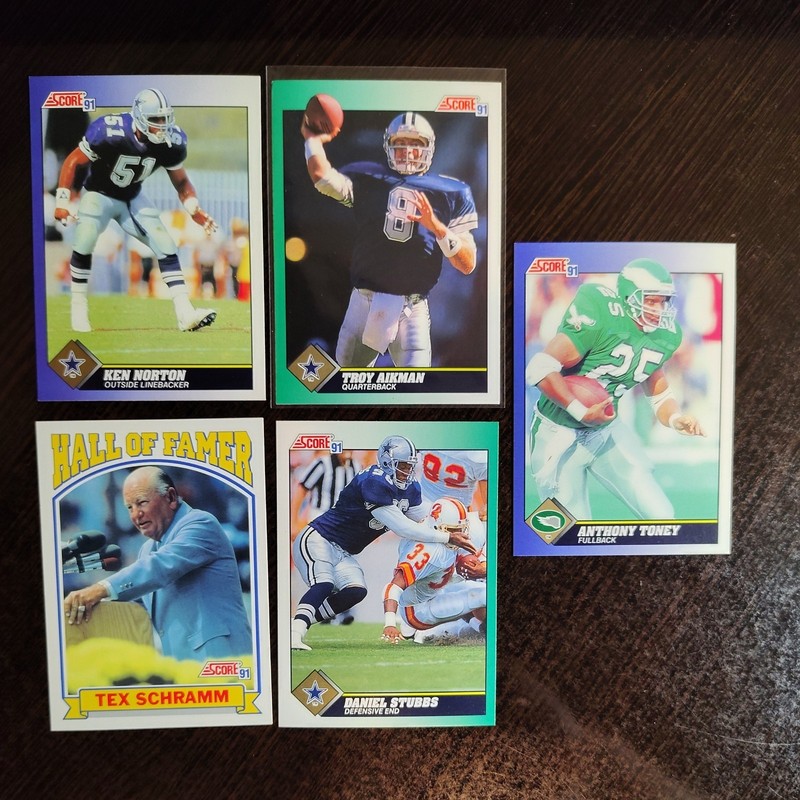 1991 Score - Troy Aikman, Tex Schramm, Ken Norton, Daniel Stubbs & Anthony Toney