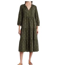 Madewell Jacksonville star dot print women's tiered midi dress Boho Bohemian PL